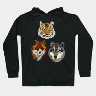 wolf, fox and tiger Hoodie